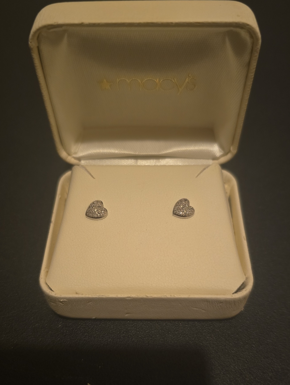 Macy's Silver Heart Pavé Stud Earrings
